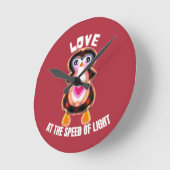 Love at the Speed of Light Penguin Gift Ronde Klok (Hoek)