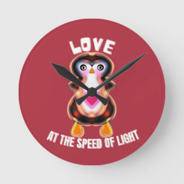 Love at the Speed of Light Penguin Gift Ronde Klok