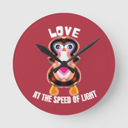Love at the Speed of Light Penguin Gift Ronde Klok (Voorkant)