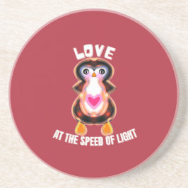 Love at the Speed of Light Penguin Gift Zandsteen Onderzetter