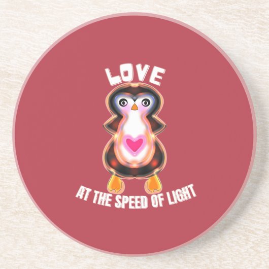 Love at the Speed of Light Penguin Gift Zandsteen Onderzetter (Voorkant)