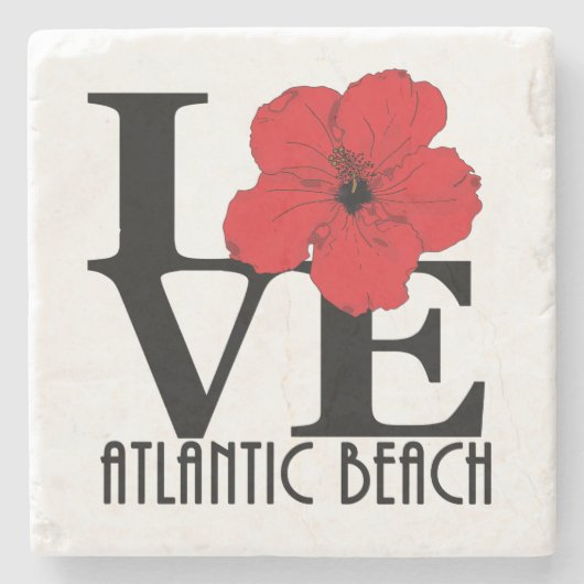 LOVE Atlantic Beach Florida Red Hibiscus Stenen Onderzetter (Voorkant)