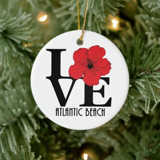 LOVE Atlantic Beach Red Hibiscus Keramisch Ornament (Boom)