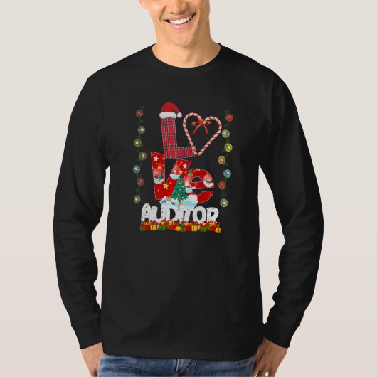 Love Auditor Teacher Santa Hat Snoep Xmas Pajama T-shirt (Voorkant)