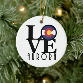 LOVE Aurora Colorado Keramisch Ornament