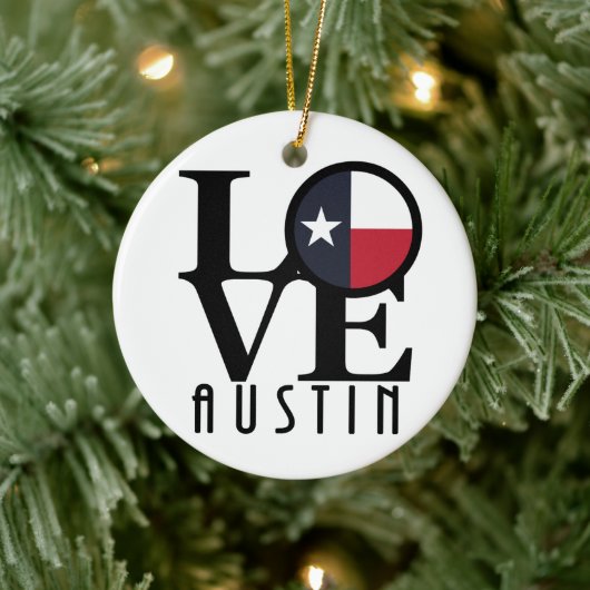 LOVE Austin Texas Keramisch Ornament (Boom)