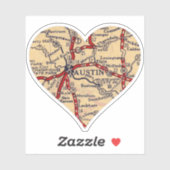 Love Austin Texas  Map Sticker (Vel)