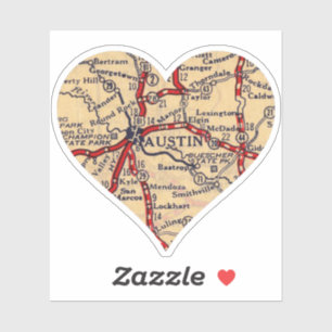 Love Austin Texas Map Sticker