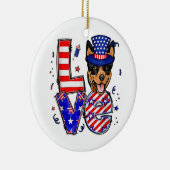 Love Australian Kelpie Patriotic op 4 juli Keramisch Ornament (Rechts)