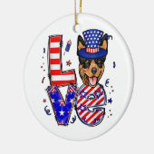 Love Australian Kelpie Patriotic op 4 juli Keramisch Ornament (Links)