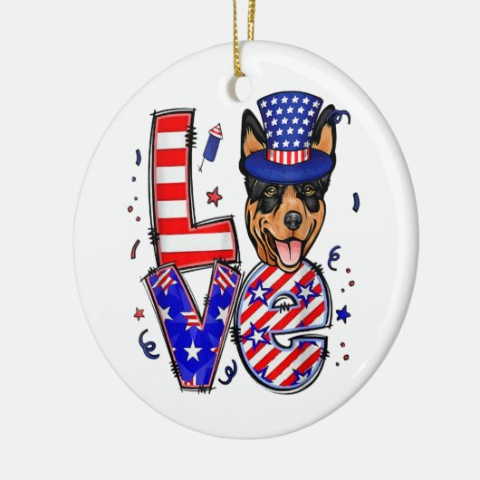 Love Australian Kelpie Patriotic op 4 juli Keramisch Ornament (Links)