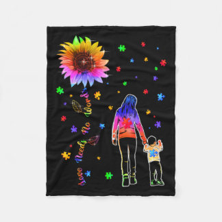 Love Autism Awareness Month Need No Words Sunflowe Fleece Deken