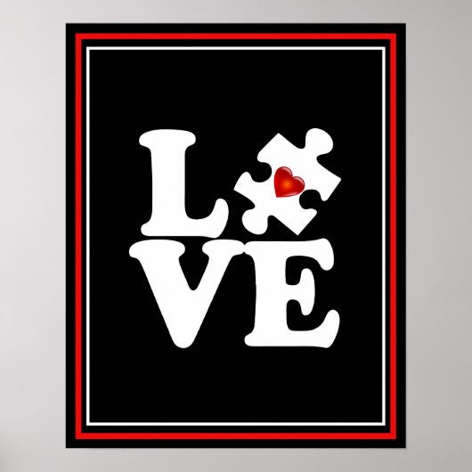 LOVE Autism Support Wall Pop Art Poster (Voorkant)