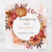 Love Autumn Thanksgiving Diner Wijn Etiket (Enkel label)