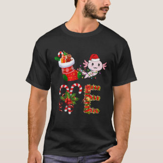 Love Axolotl kerstlampjes Led Funny Santa Hat T-shirt