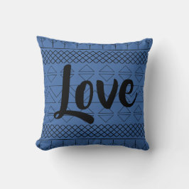 Love Aztec Pattern Print Geometric Dark Blue Kussen