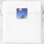 Love, Baby Hippo en haar moeder, Vierkante Sticker (Tas)