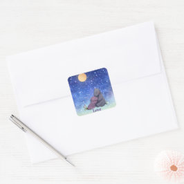 Love, Baby Hippo en haar moeder, Vierkante Sticker