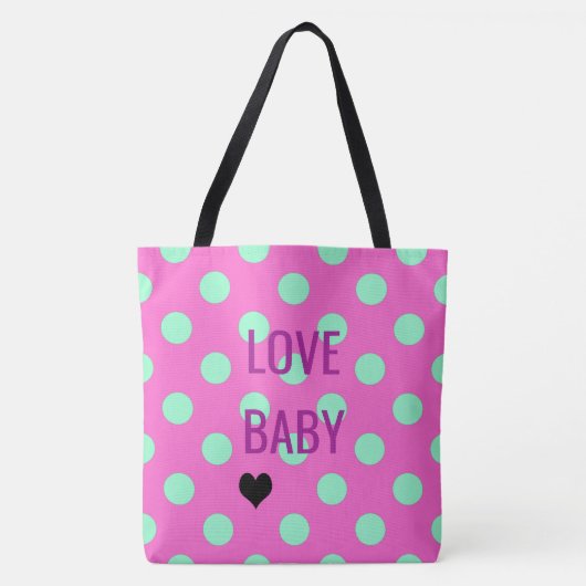 Love Baby Polka Dot Sprinkle Bridal Pink Shower Tote Bag (Voorkant)