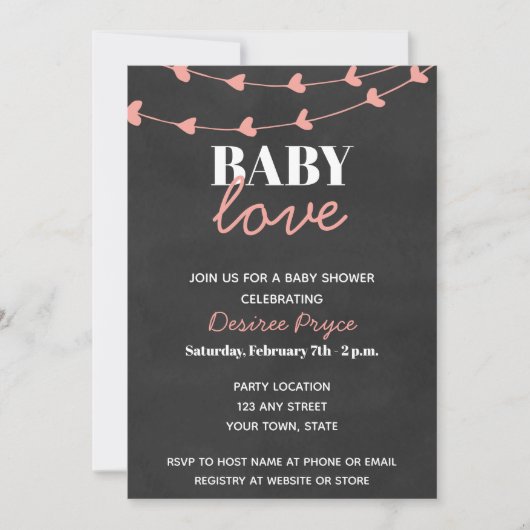 Love Baby shower Invitation Kaart (Voorkant)