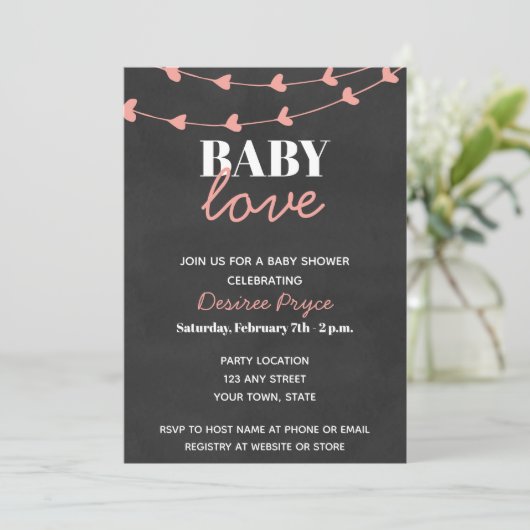 Love Baby shower Invitation Kaart (Staand voorkant)