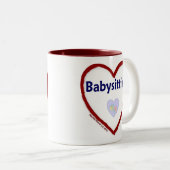 Love Babysitting Tweekleurige Koffiemok (Voorkant rechts)