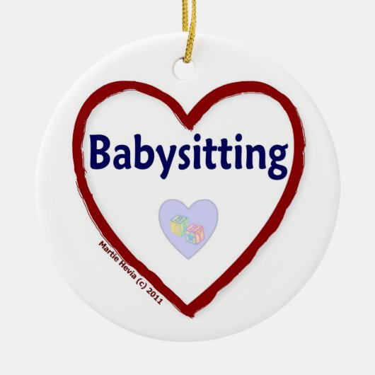 Love Babyzitting Keramisch Ornament (Voorkant)