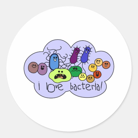 Love Bacteria Ronde Sticker (Voorkant)