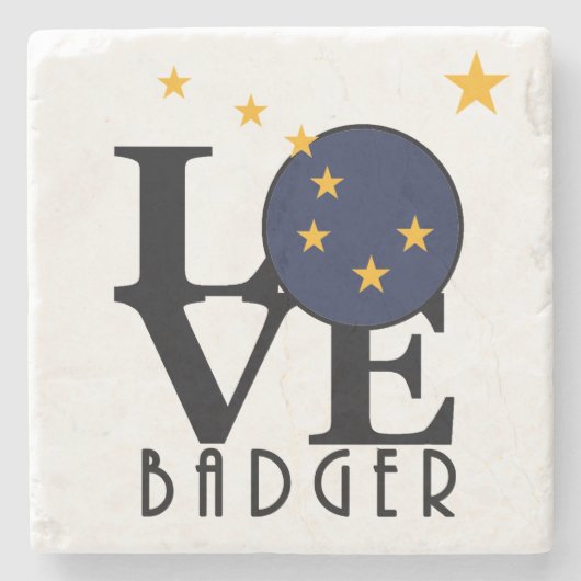 LOVE Badger Alaska Stenen Onderzetter (Voorkant)