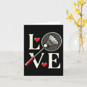 Love Badminton Player Heart Racket Shuttle  Kaart (Gele Bloem)