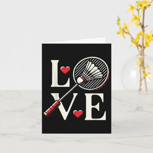 Love Badminton Player Heart Racket Shuttle Kaart (Gele Bloem)