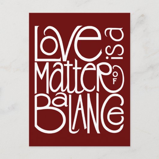 Love Balance White Briefkaart (Voorkant)