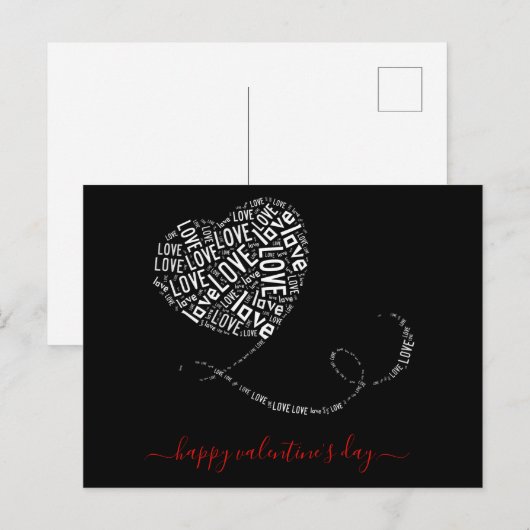 Love Balloon Word Art Valentijnsdag Briefkaart (Voorkant / Achterkant)