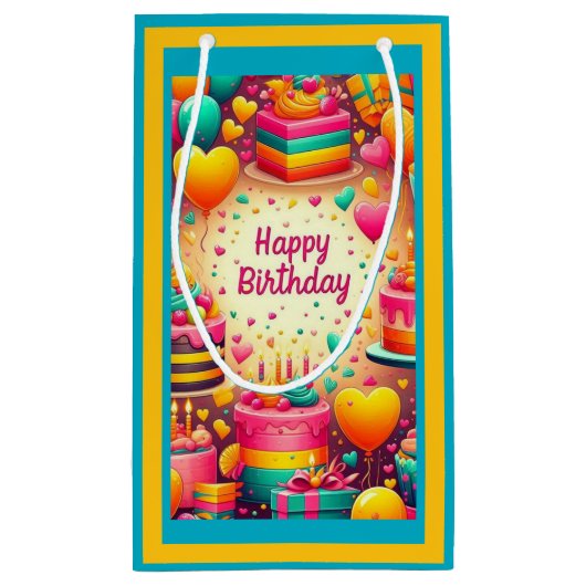 Love Balloons Verjaardag Gift Bag Klein Cadeauzakje (Achterkant)