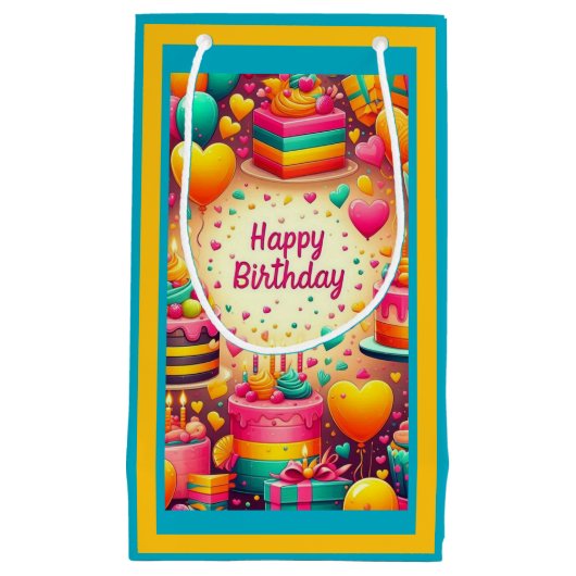 Love Balloons Verjaardag Gift Bag Klein Cadeauzakje (Voorkant)