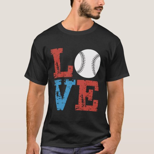 LOVE Baseball Grunge Design – Retro Distressed T-shirt (Voorkant)