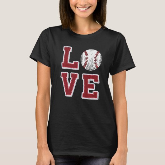 Love Baseball Retro Matching Game Day Base T-shirt (Voorkant)