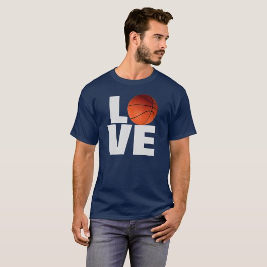 Love Basketbal T-shirt - Navy Blue Kleur (Voorkant volledig)