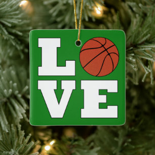 LOVE Basketball Red en Green kerstbal Keramisch Ornament