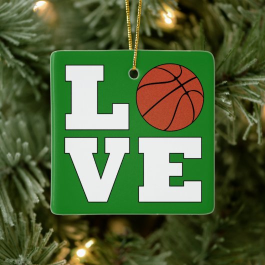 LOVE Basketball Red en Green kerstbal Keramisch Ornament (Boom)