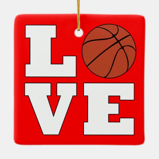 LOVE Basketball Red en Green kerstbal Keramisch Ornament (Achterkant)