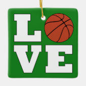LOVE Basketball Red en Green kerstbal Keramisch Ornament (Voorkant)