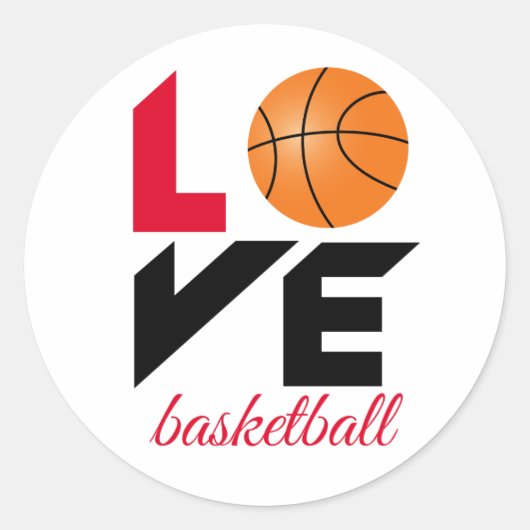 Love basketball ronde sticker (Voorkant)
