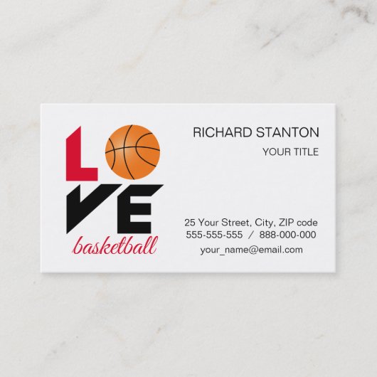 Love basketball visitekaartje (Voorkant)