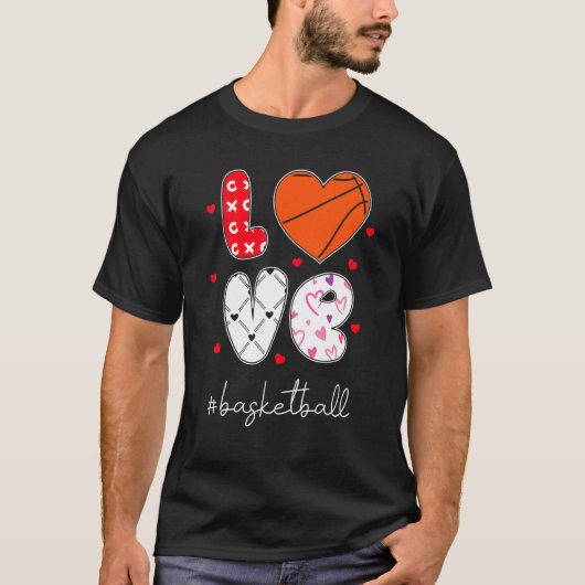 Love Basketball Xoxo Doodle Heart Ball Graphic T-shirt (Voorkant)