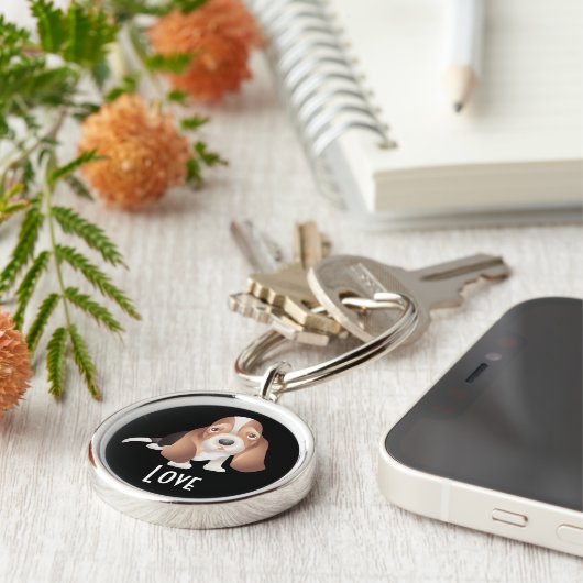 Love Basset Hound Puppy Dog Key chain Sleutelhanger (Zijkant)
