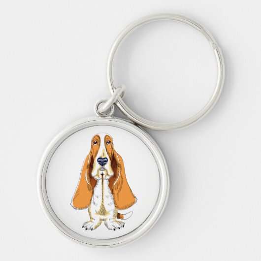 Love Basset Hound Puppy Dog Sleutelhanger (Voorkant)