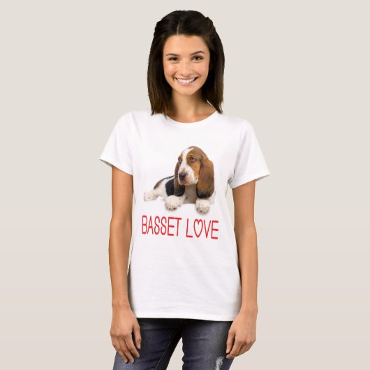 Love Basset Hound Puppy Dog Tee Shirt (Voorkant volledig)