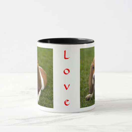 Love Basset Hound Puppy Ringer Coffee Mok (Midden)