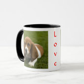 Love Basset Hound Puppy Ringer Coffee Mok (Voorkant links)
